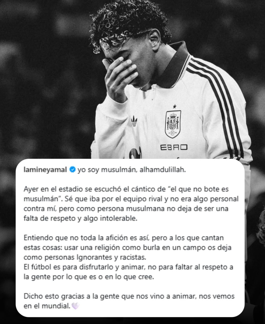 亚马尔发声谴责：我是穆斯林 足球是来享受的 不是侮辱攻击他人的